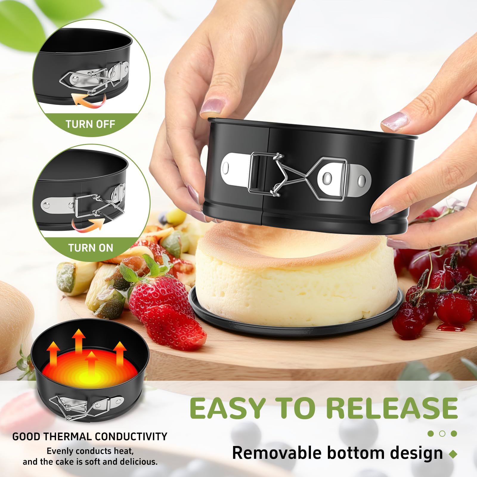 ZeroPone 4 Inch Mini Springform Pan for Mini Cheesecake Pizza