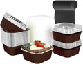 25 Pack Square Mini Cake Pans with Lids,Mini Loaf Pans with Lids,Aluminum Foil Baking Cups,Disposable Ramekins Cupcake Cups,Muffin Tins,Dessert Cups for Wedding Birthday Party Picnics,5oz (Coffee)