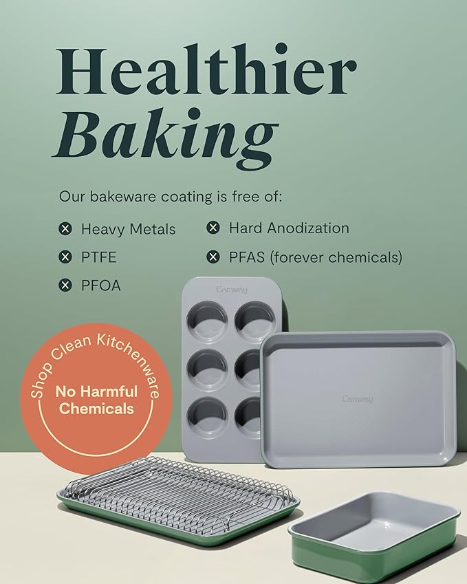 Caraway Nonstick Ceramic 6 Cup Muffin Pan Duo – Non-Toxic, PTFE & PFOA Free – Oven Safe – Aluminized Steel Core – Small Muffin Pan for Baking Cupcakes, Muffins & More - Black