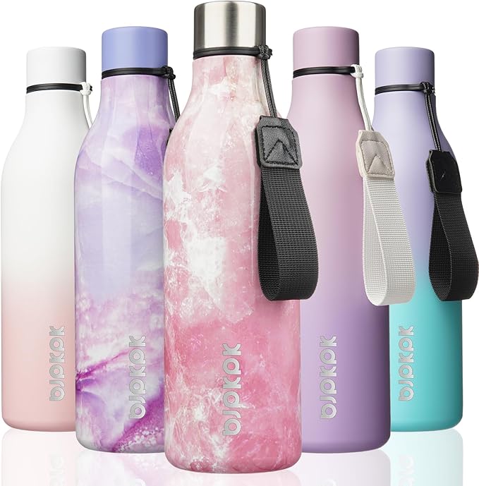 BJPKPK 18oz Insulated Water Bottle, Stainless Steel Bottle with Carry Strap