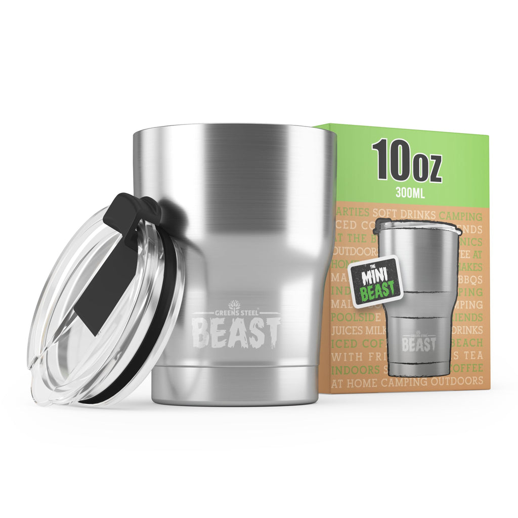 Beast 10 oz Tumbler Stainless Steel Vacuum Insulated Coffee Ice Cup Double Wall Travel Flask (Steel)
