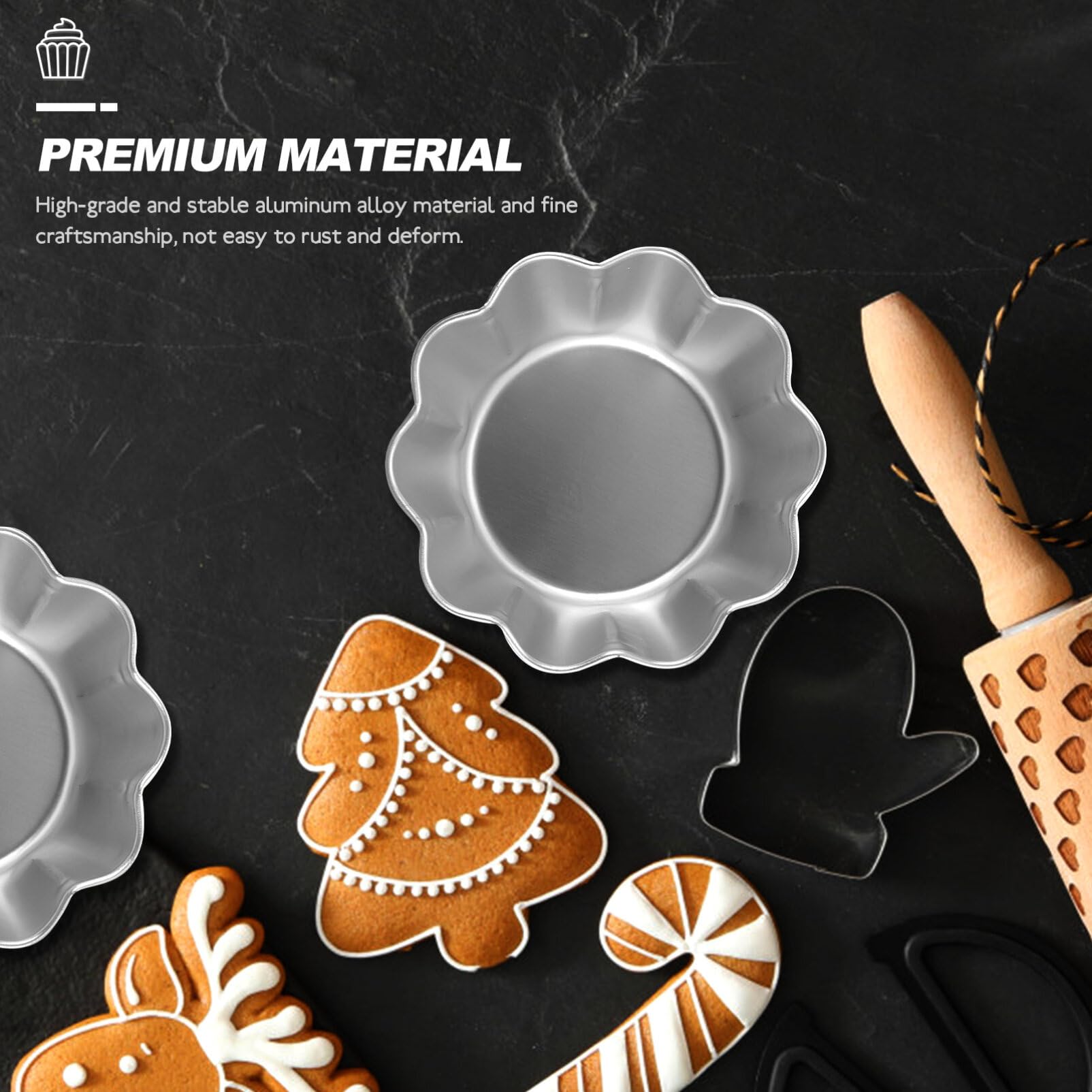 SHERCHPRY 6Pcs Egg Tart Molds Aluminium Pie Tins Mini Tart Tins Tiny Pie Tin Cupcake Cake Mold Pudding Molds for Home Baking