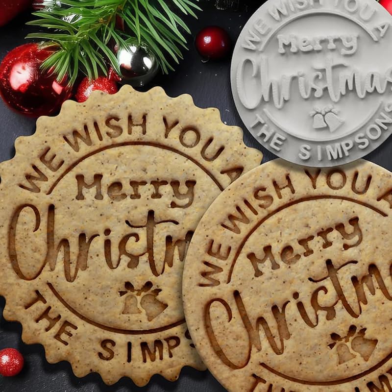 Personalized Christmas Cookie Stamps Customizable Name Cookie Stamps With Handle Cutter For Cookie Baking Decorating Cakes And Handmade Christmas Gifts Perfect (Concave cookie design)