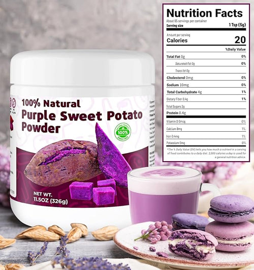 11.5oz Purple Sweet Potato Powder, 100% Natural Food Coloring for Baking