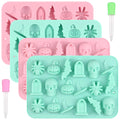 Actvty Halloween Chocolate Silicone Mold, 4 Packs Candy Gummy Molds of 18 Cavity with Skull Pumpkin Ghost Witch Hat Bat Spider Tombstone Shapes for Baking Chocolate Gummy Jelly Dessert