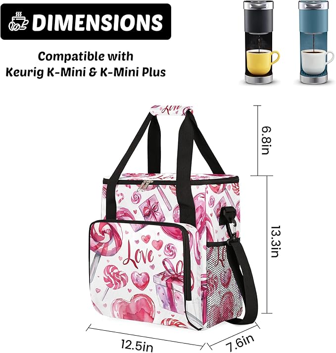 Coffee Maker Travel Bag Compatible with Keurig K-Mini, K-Mini Plus, Nespresso Vertuo or Other Accessories, Portable Coffee Maker Case with Shoulder Strap for Travel(Bag Only)