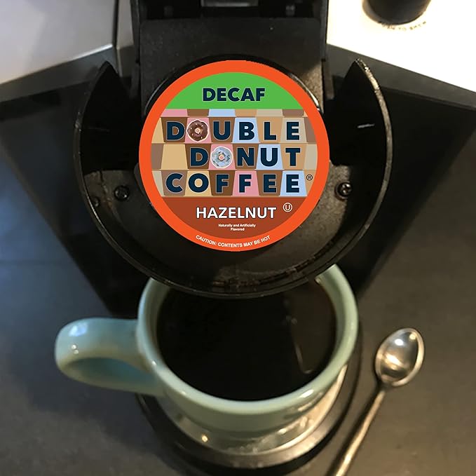 Double Donut Coffee Decaf Flavored Coffee Single Serve Cups For Keurig K Cup Brewer Variety Pack Sampler, 20Count