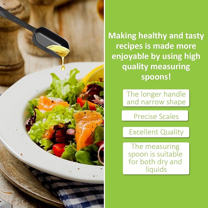 2 Pcs 3/4 Teaspoon(| 3.75 mL | 3/4 Tsp | 1/4 Tbsp | 3.75 cc | 1/8 oz) Stainless Steel Single Measuring Spoon, Long Handle Metal Measuring Spoon, Kitchen Gadgets for Cooking & Baking(Black)