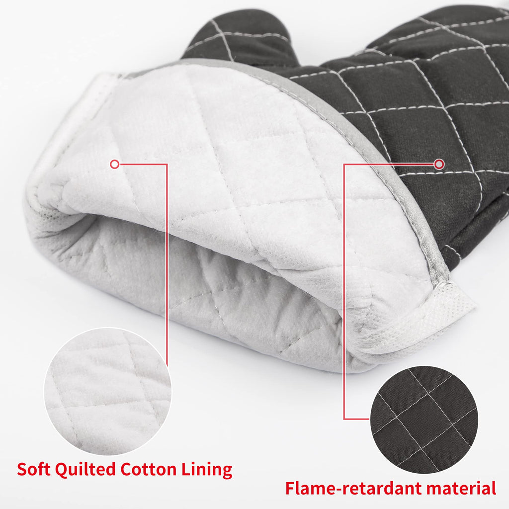 ARCLIBER Black 15" 425°F Terry Oven Mitts Quilted Heat Resistant