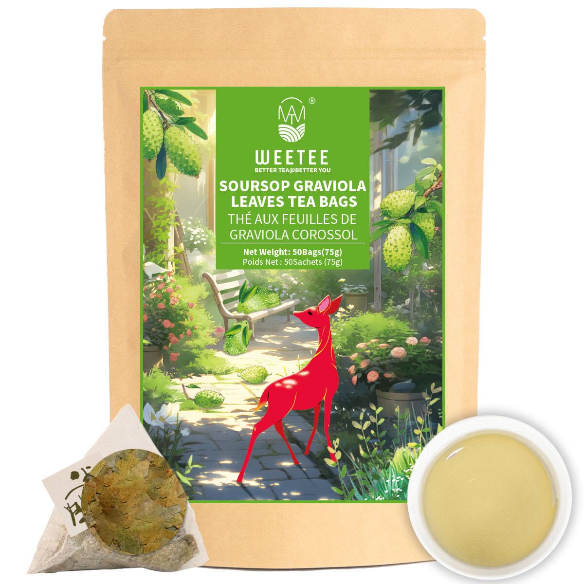 WT WEETEE Chamomile Lavender Tea Bags 100ct, Caffeine-free Tea for Bedtime