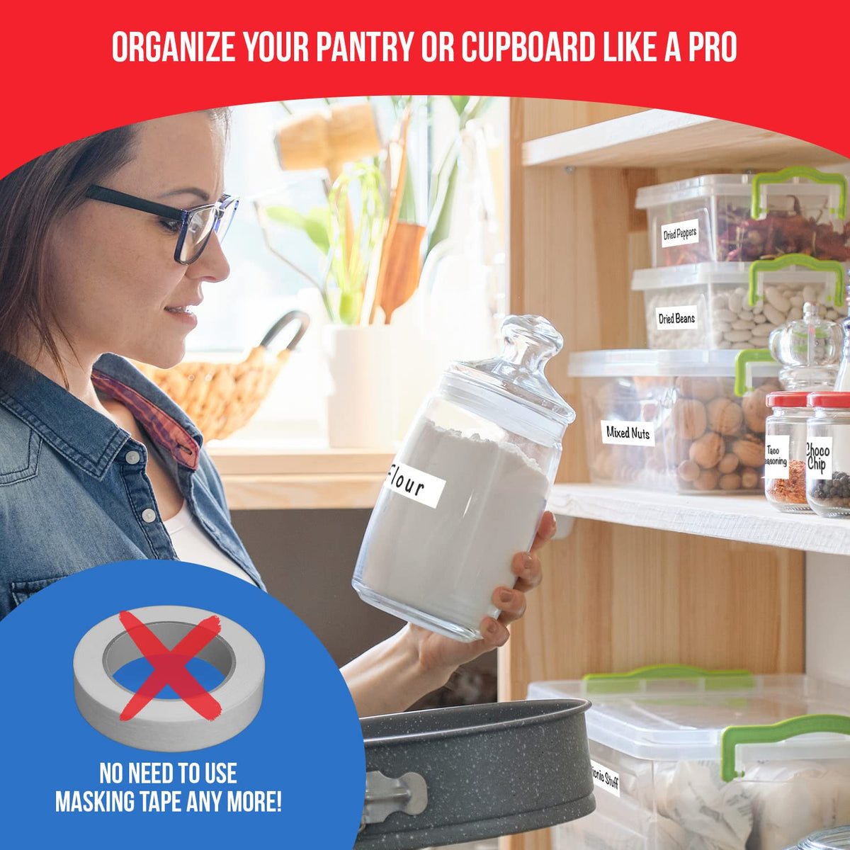 Dry Erase Labels for Food Containers 96 Pk - Reusable 1x3 in and 1.5 in