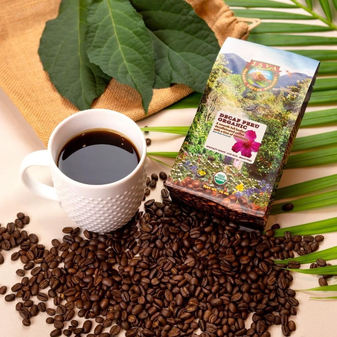 Java Planet Low Acid Organic Coffee, Peruvian Decaf, Medium Dark Roast 32oz