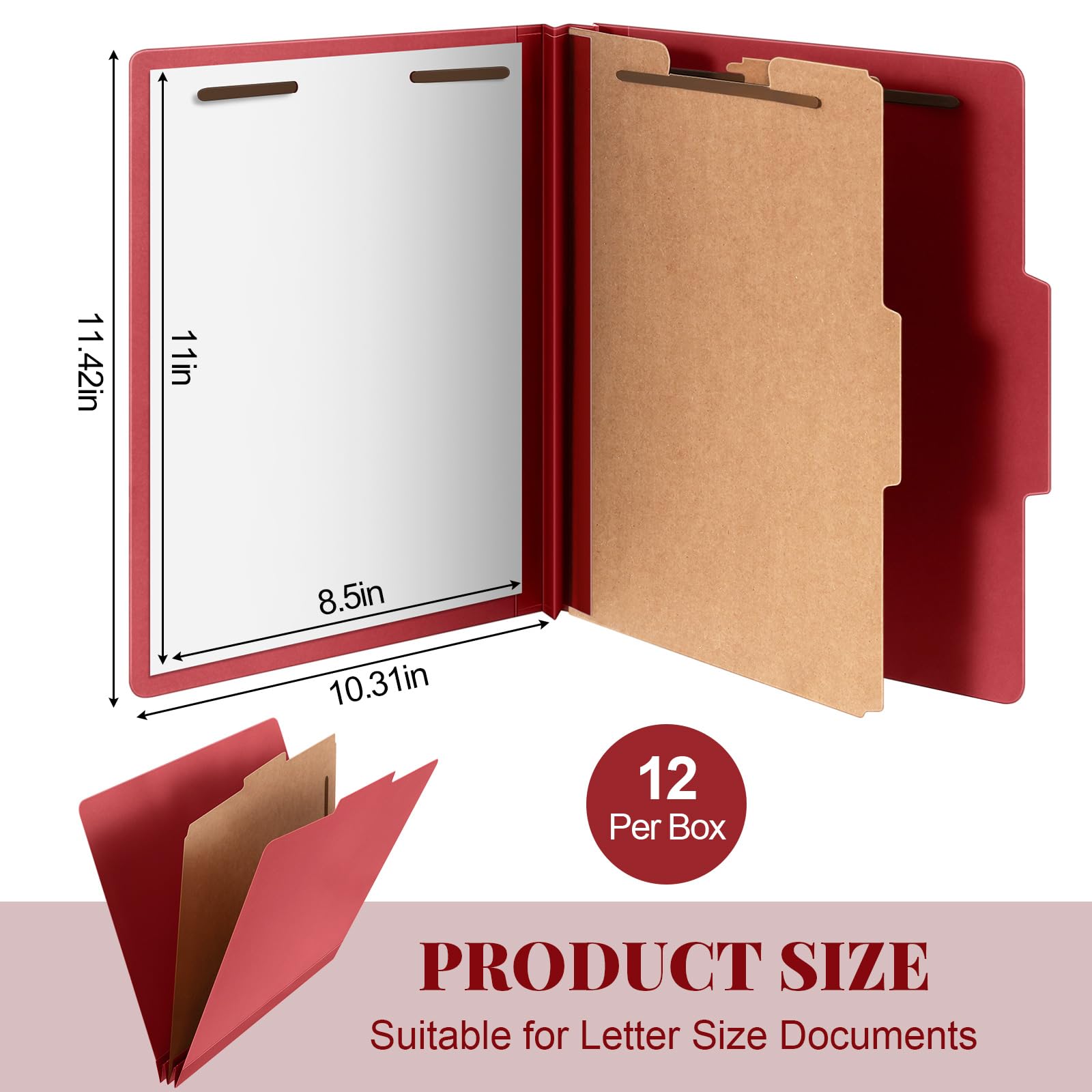 Skyygemm 12 Pcs Classification Folder Letter Size, 1 Divider,Red