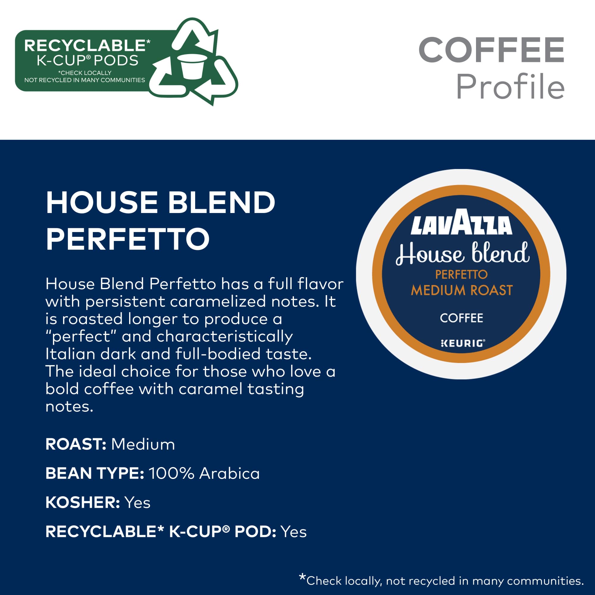 Lavazza House Blend Perfetto, Single-Serve Keurig K-Cup Pods, Medium Roast Coffee, 40-Count Box