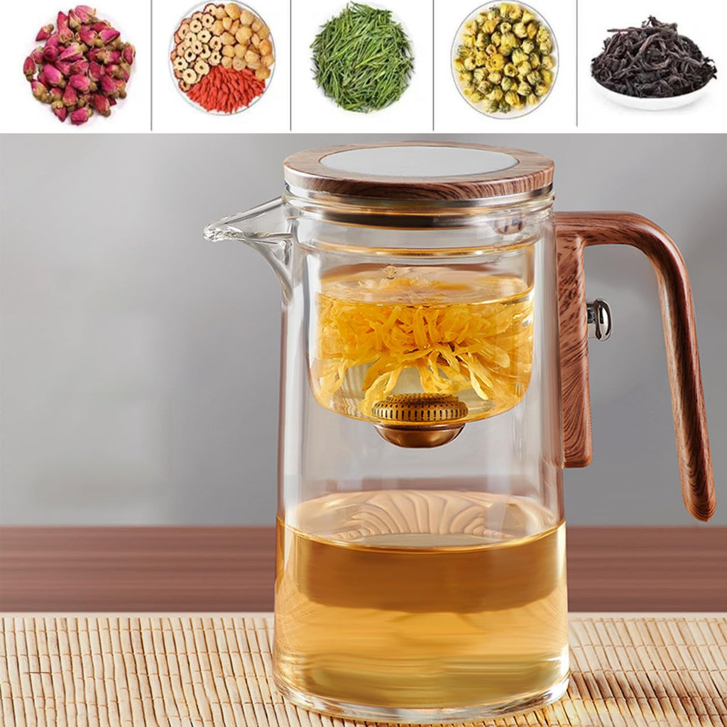800ML/27OZ Witchcraft Magic Glass Teapot with Infuser Strainer and Lid for Loose Leaf Tea Herbal, Magnetic Water Separation Tea Maker Kettle Clear Tea Pot (Without Cups)