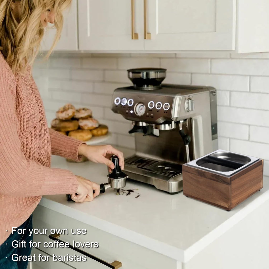 Espresso Knock Box Coffee Puck Dump Bin Grounds Accessories Tamping Station