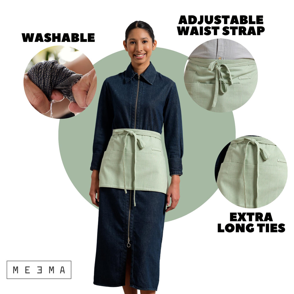 MEEMA Chef Waist Aprons for Women with Pockets, Adjustable Cooking Aprons