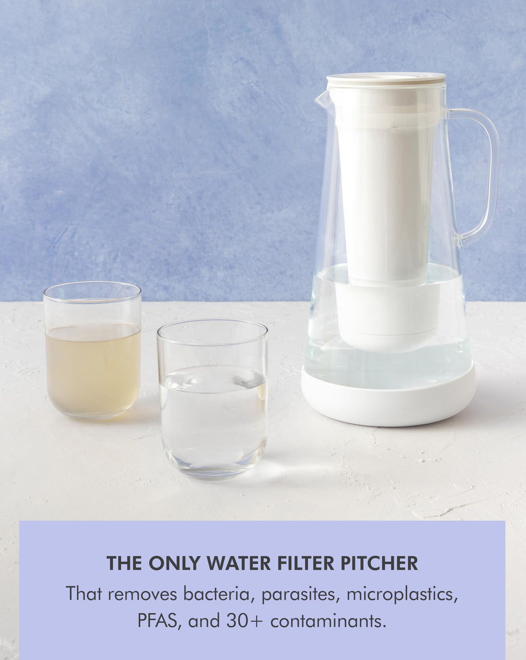 LifeStraw Home Glass Water Filter Pitcher, 7-Cup, White