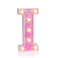 Foaky Pink Light up Letters，Pink Party Decorations,Girls Room Decor,Glitter Light Up Letters,Alphabet Letter Sign for Night Light Birthday Party Girls Gifts, Home Bar Decoration（I）
