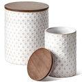 LE TAUCI Ceramic Coffee Canister Set with Airtight Lids, Decorative Food Storage Jars for Sugar, Flour and Tea - Large Kitchen Countertop Canisters for Pantry Decor, Set of 2 (78/25 oz), Clover