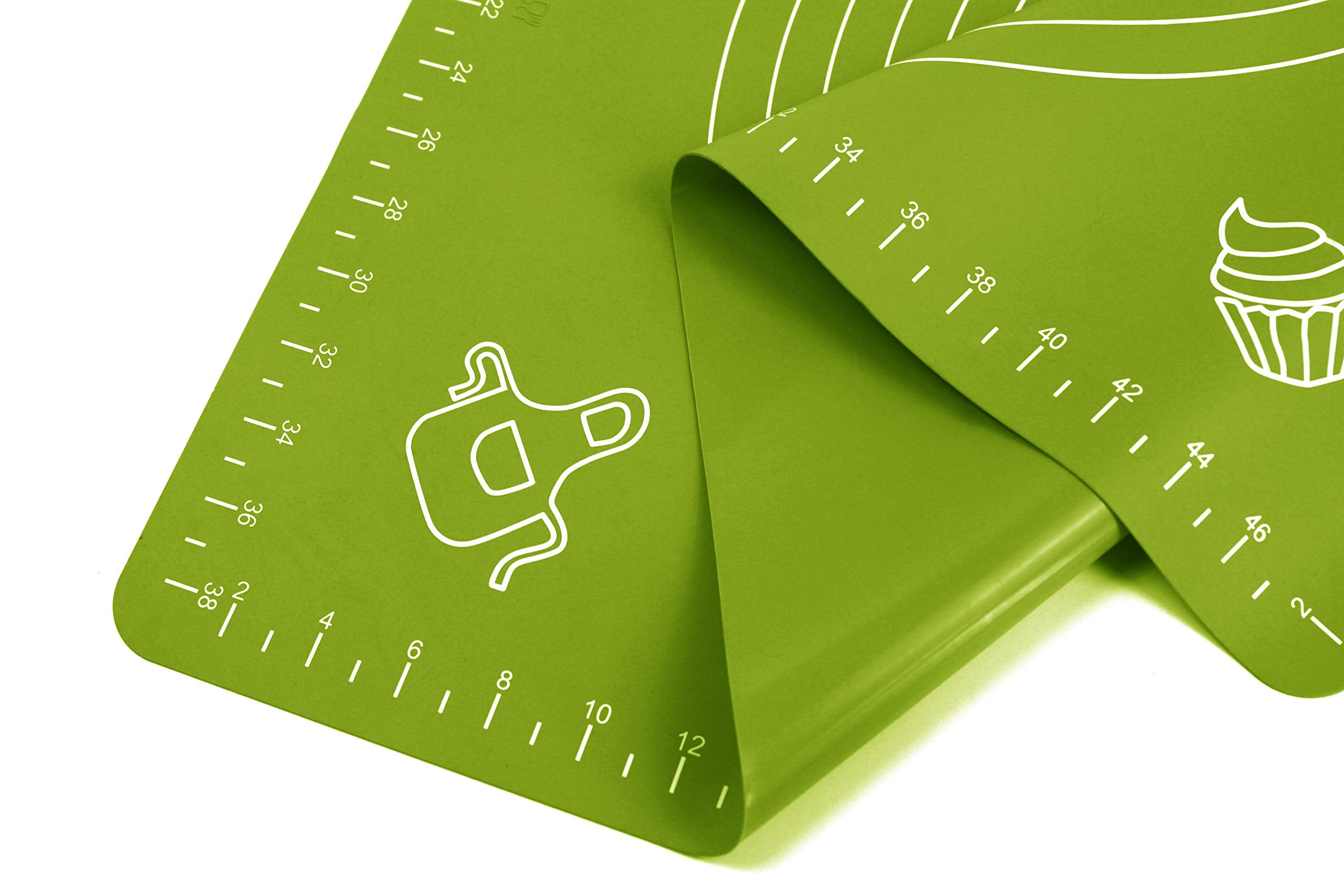 Silicone Baking Mat for Pastry Rolling Dough with Measurements, 25.6 x 17.7 BPA Free Non stick and Non Slip Green Table Sheet Baking Supplies for Bake Pizza Cake
