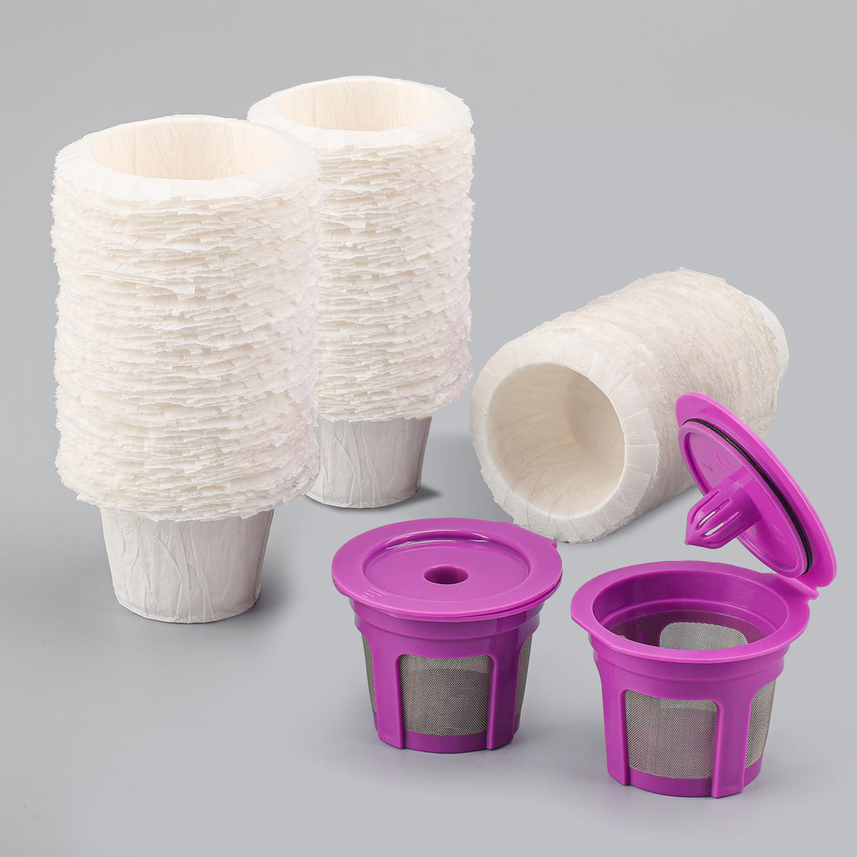 Haetyly 300 Count Paper Coffee Filters with 1 Reusable K Cup for Keurig Single Serve 1.0 and 2.0