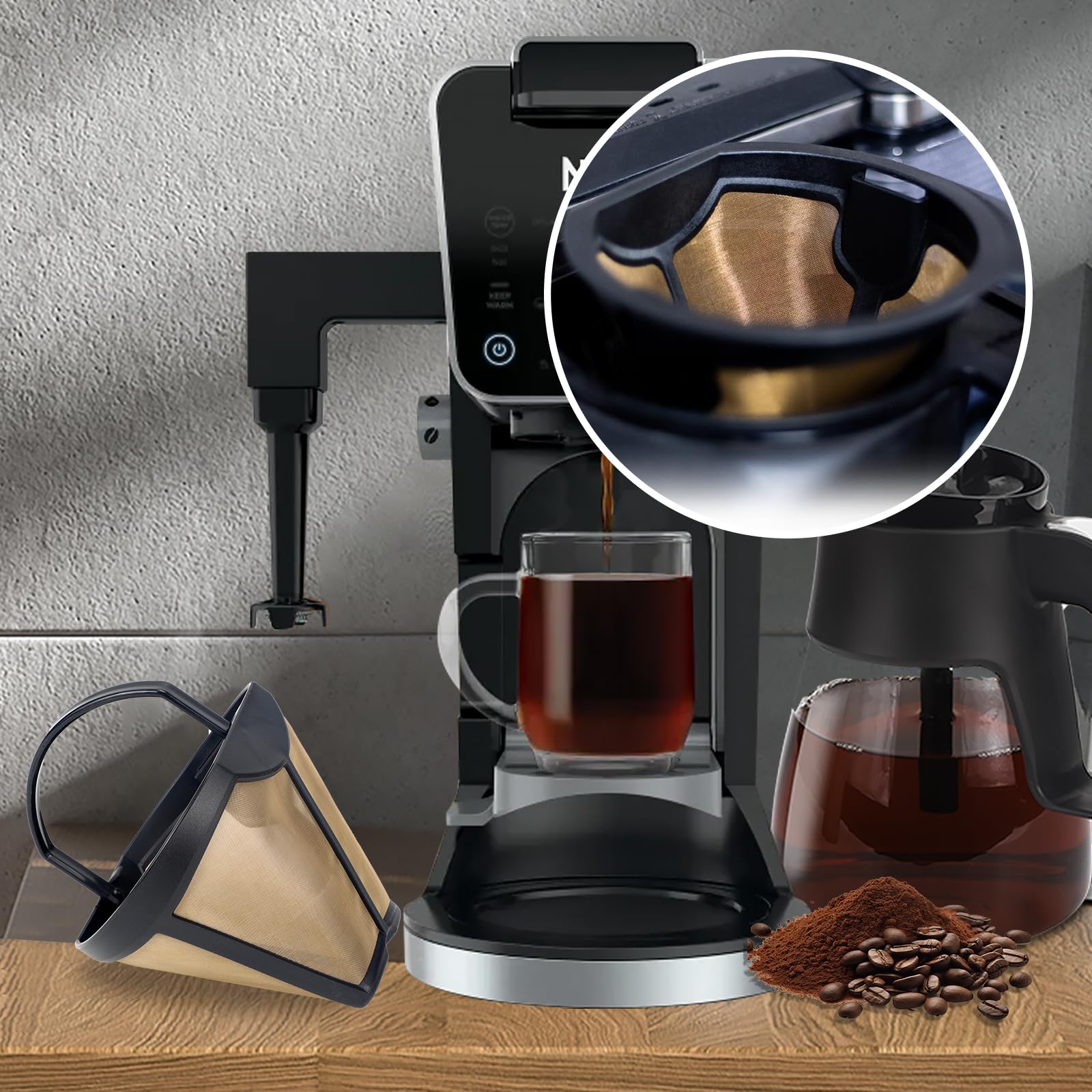 Coffee Permanent Filter for Ninja CFP Dual Brew Models 1 Pack