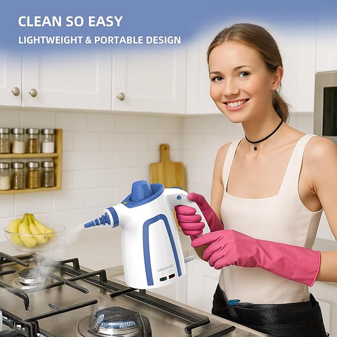 Steam Cleaner, Handheld Steam Cleaner for Home, Pressurized Steamer for Cleaning Carpet, Floor, Upholstery and Car, 13ft Extra-long Power Cord & 11 Multi-Purpose Accessories