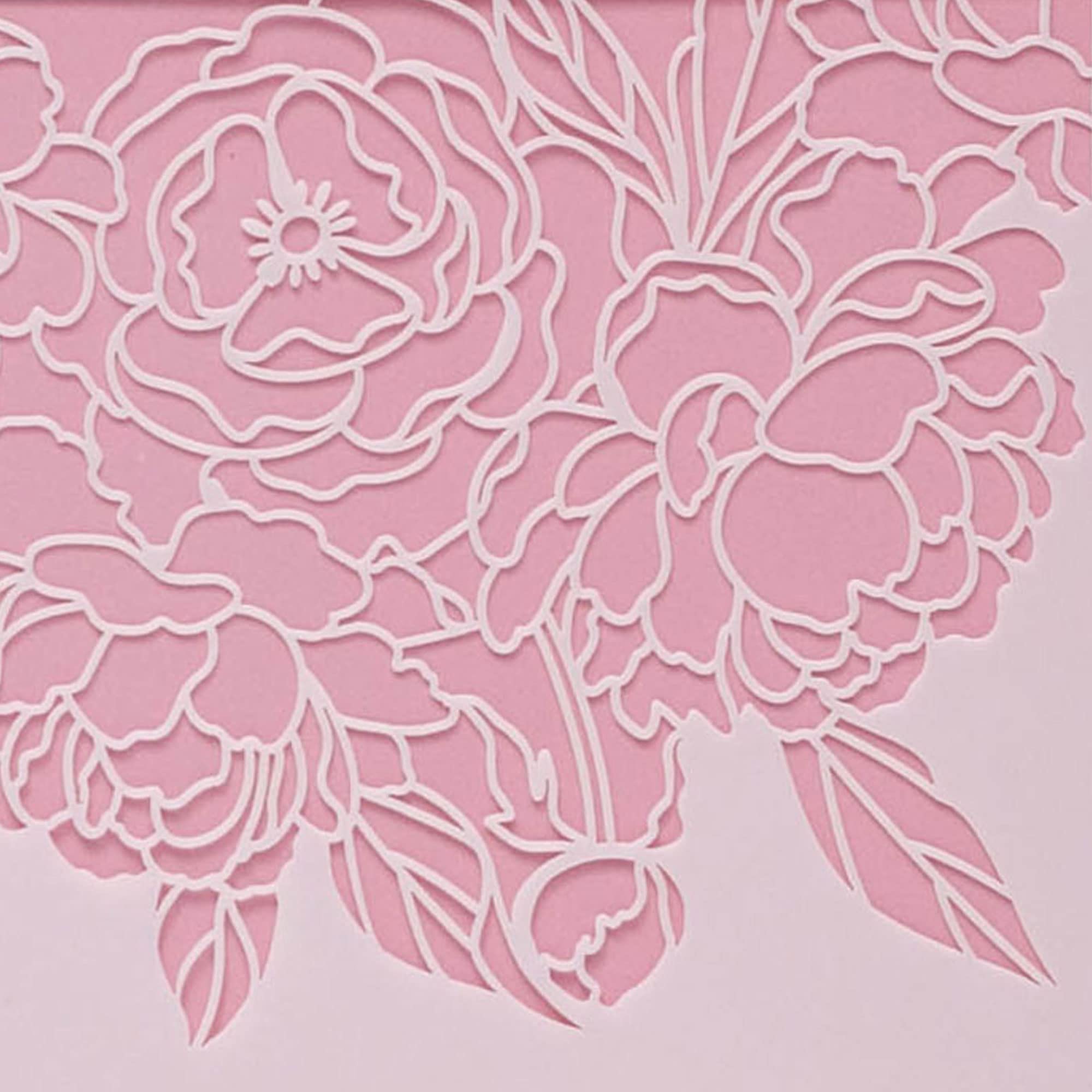 Lacupella Large Cake Decorating Stencil (PEONIA) Peony Flower Pattern