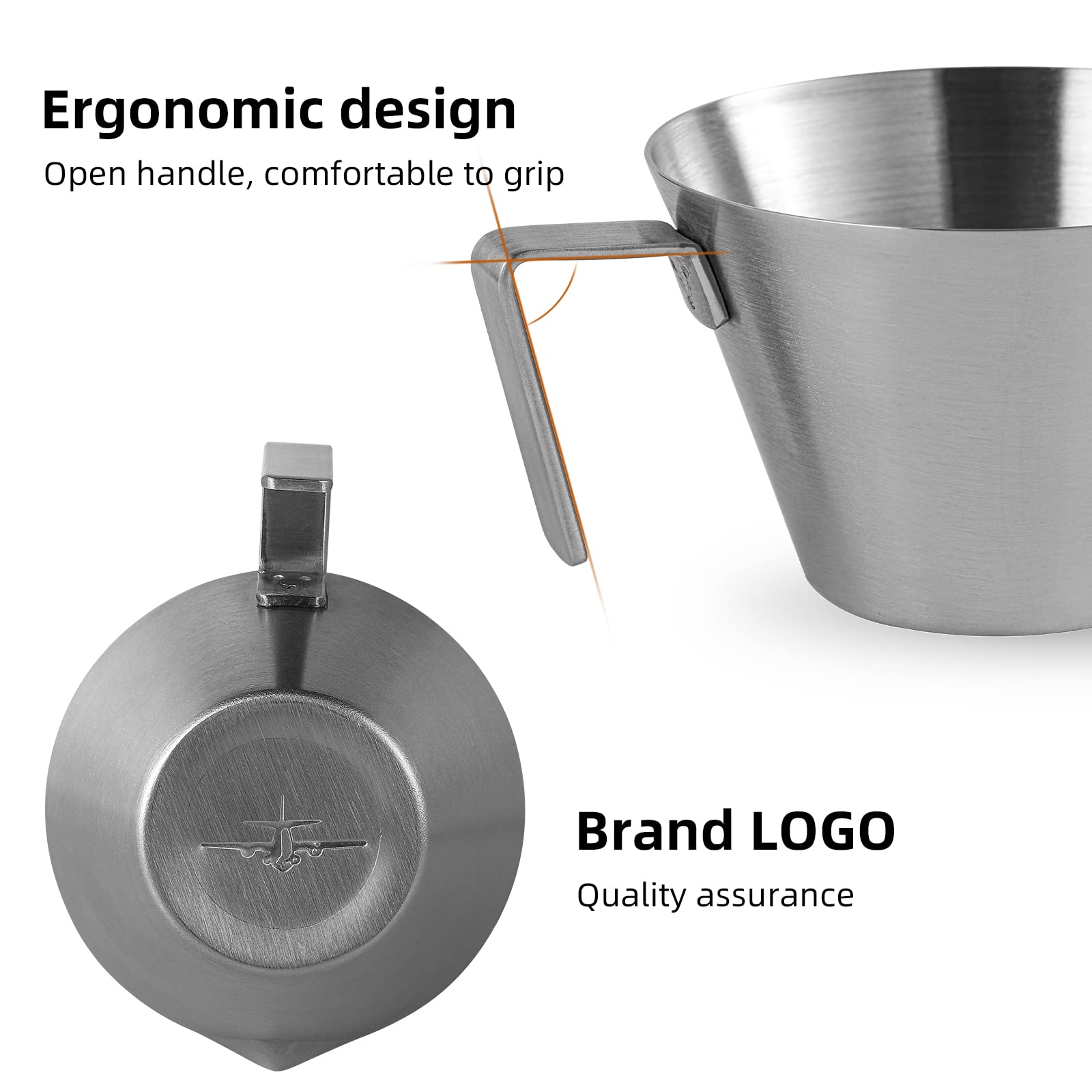 MHW-3BOMBER Espresso Measuring Cup Espresso Shot Cup 2oz Stainless Steel Pouring Cup for Tomato Sauce|Steak Sauce|Desserts|Beverages| (Matte Glossy) G5140