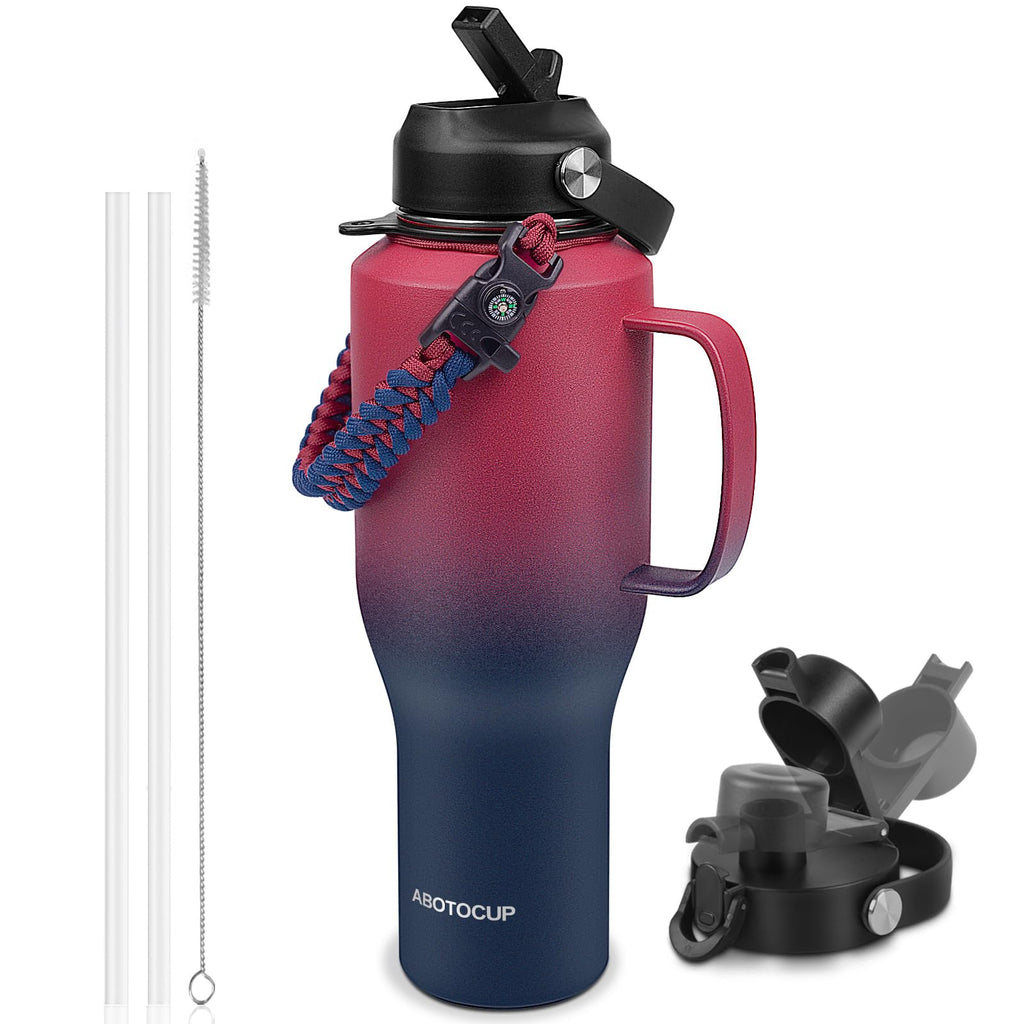 ABOTOCUP Water Bottle 40oz, Insulated Tumblers with Straw Lid, Insulated Water Bottle Fits in Cup Holder, Double Wall BPA-Free, Stainless Steel Travel Cup Leak-proof to Keep Cold 24H&Hot12H