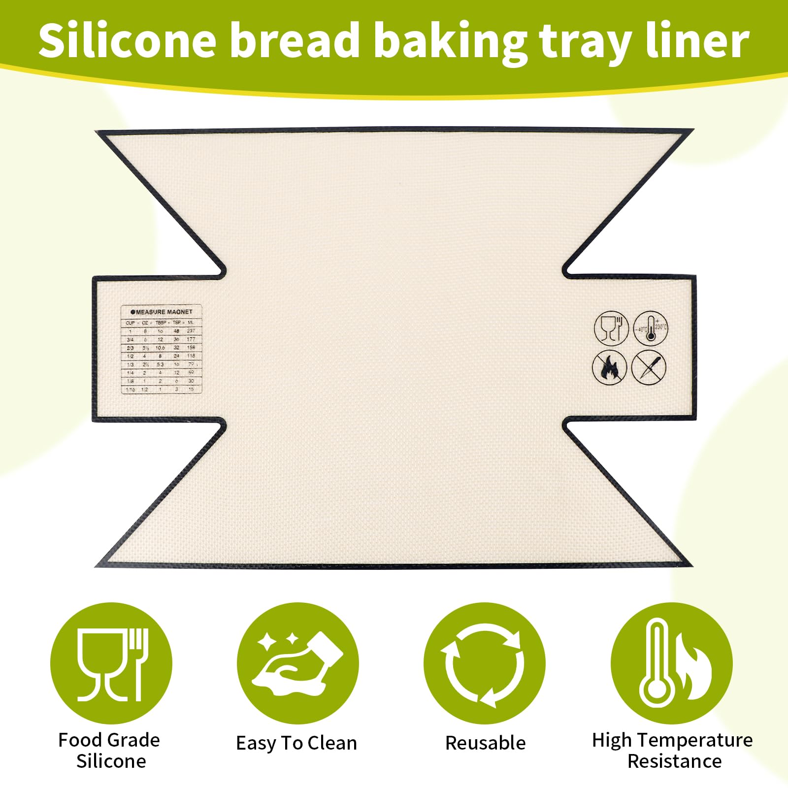 2Pcs Silicone Bread Loaf Pan Liners, Extra Thick Silicone Baking Mat for Dutch Oven, Non-Slip & Easy Clean Reusable Sourdough Bread Baking Supplie - For Bread, Cookies, Pastry (Irregular Black)