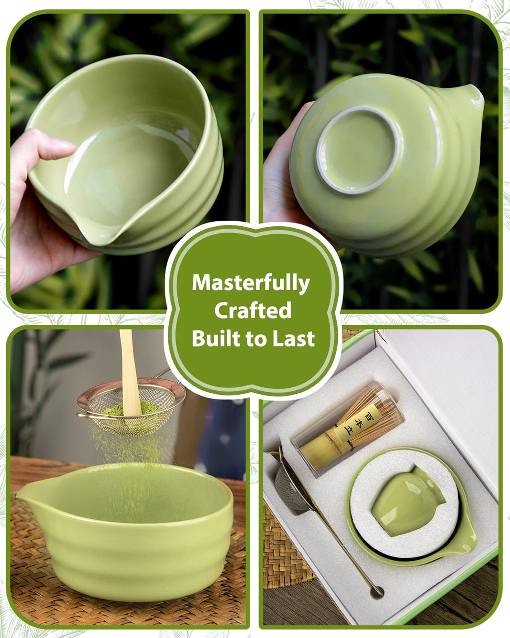 Matcha Whisk Set - 5PCS Matcha Set Includes 17OZ Chawan with Spout