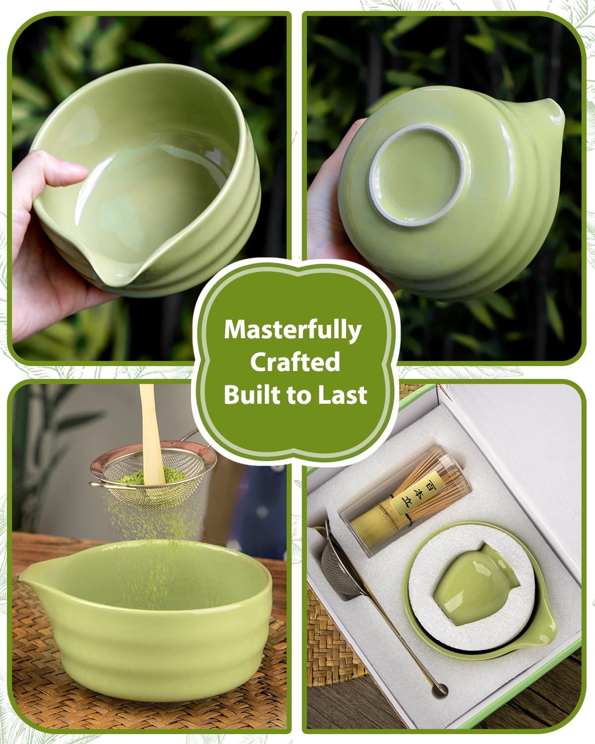 Matcha Whisk Set - 5PCS Matcha Set Includes 17OZ Chawan with Spout