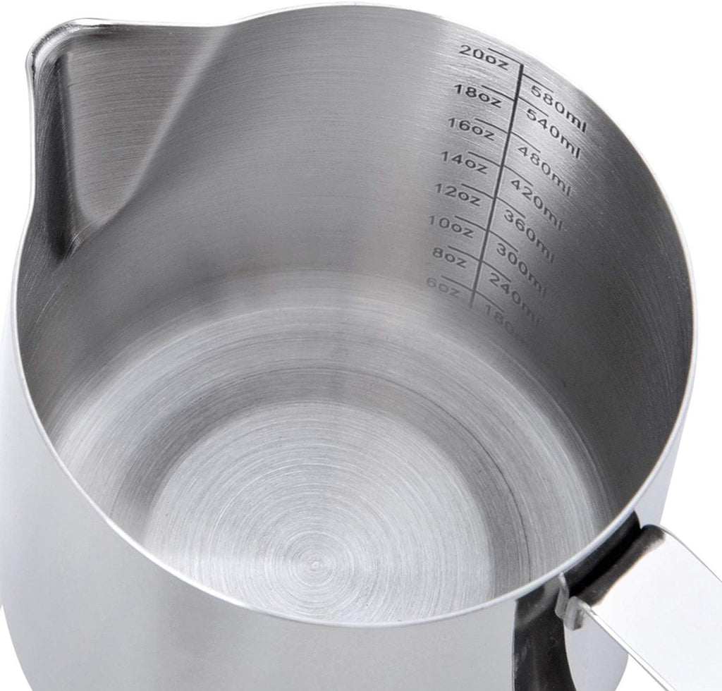 SIKEMAY Milk Frothing Pitcher Cup, 20oz/600ML Milk Frother Cup Stainless Steel Steaming Pitcher Milk Jug Coffee Latte Art Cappuccino Espresso Machine Accessories for Barista Steam Pitchers Tools