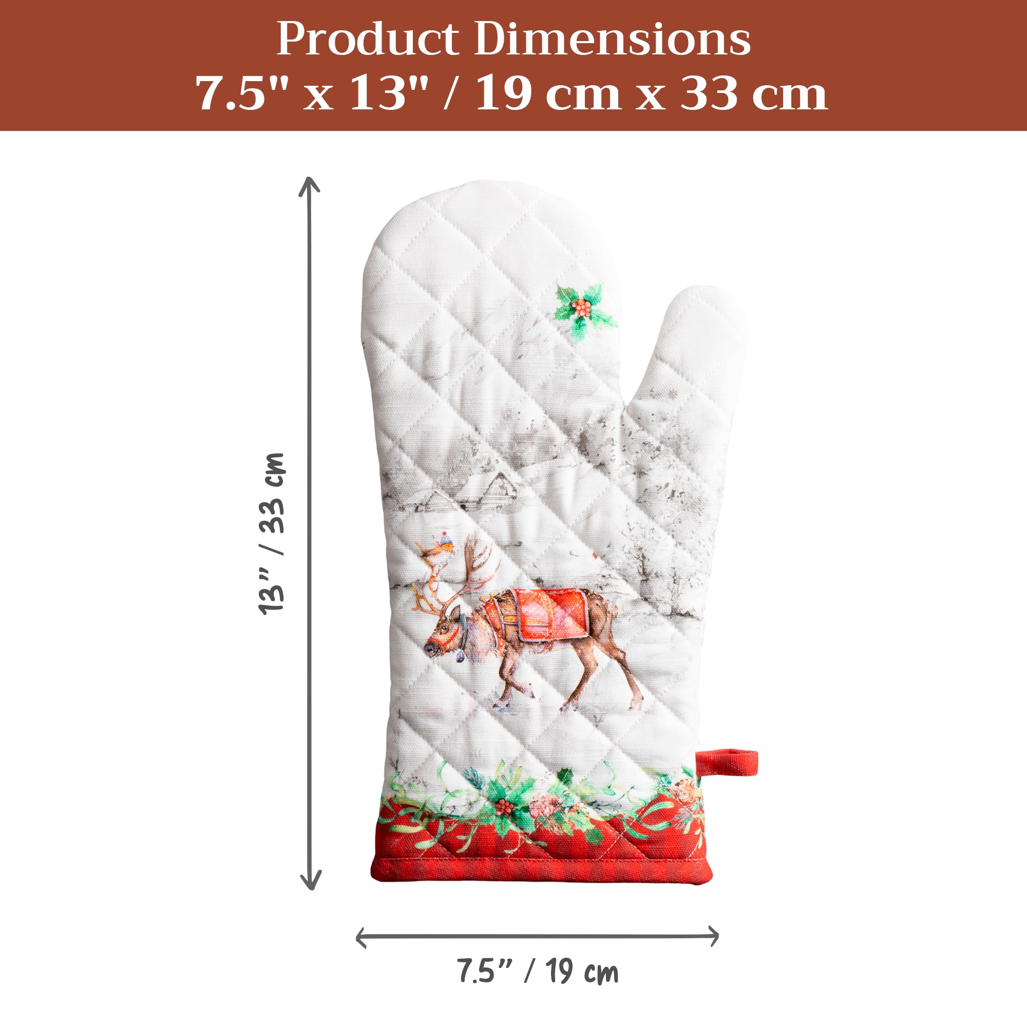 Maison d'Hermine Oven Gloves 100% Cotton Oven Mitt (7" x 13", Pack of 1)