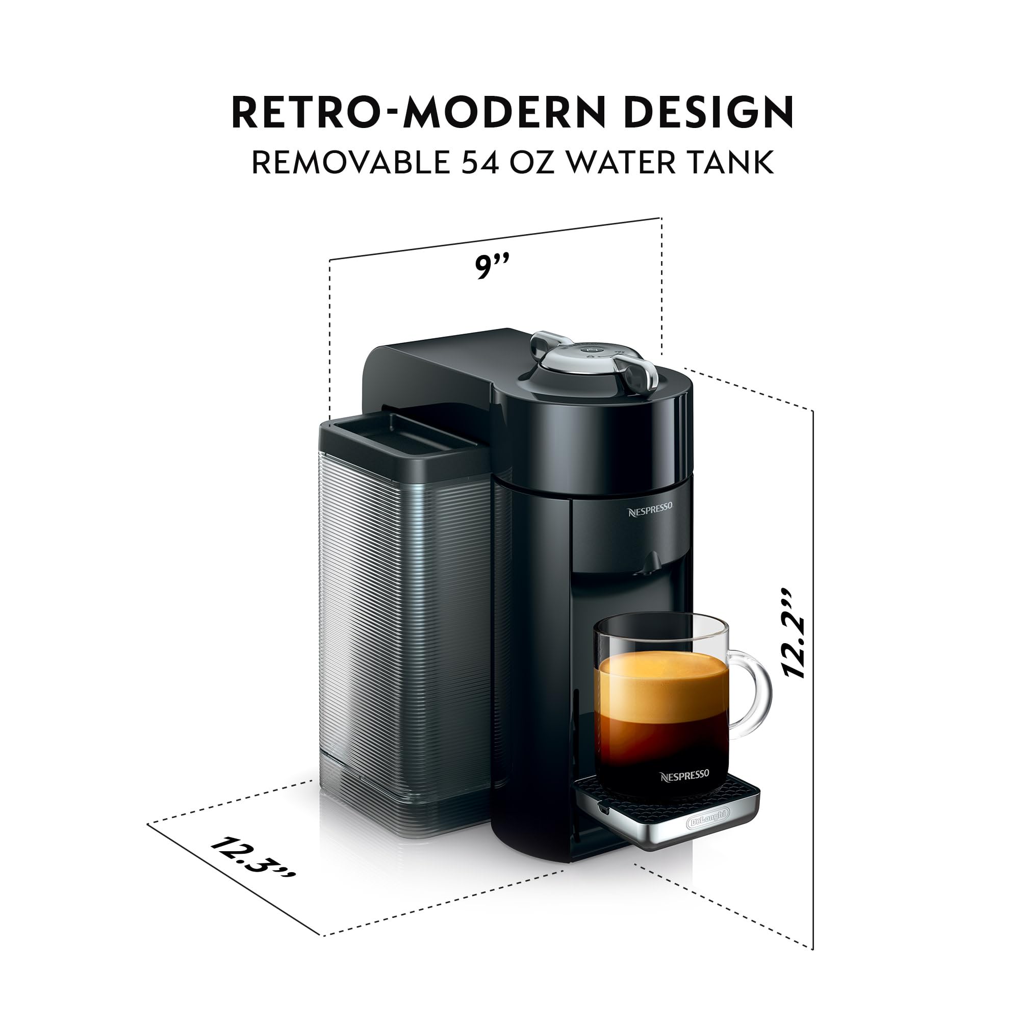 Nespresso Vertuo Coffee and Espresso Machine by De'Longhi, Piano Black