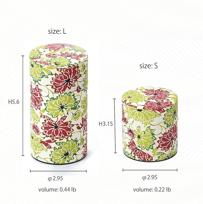 Japanese Pokkan Coffee Spice Tea Tin Canister Washi Paper Storage with Lid 7.05 oz Capacity (Natsuhana)
