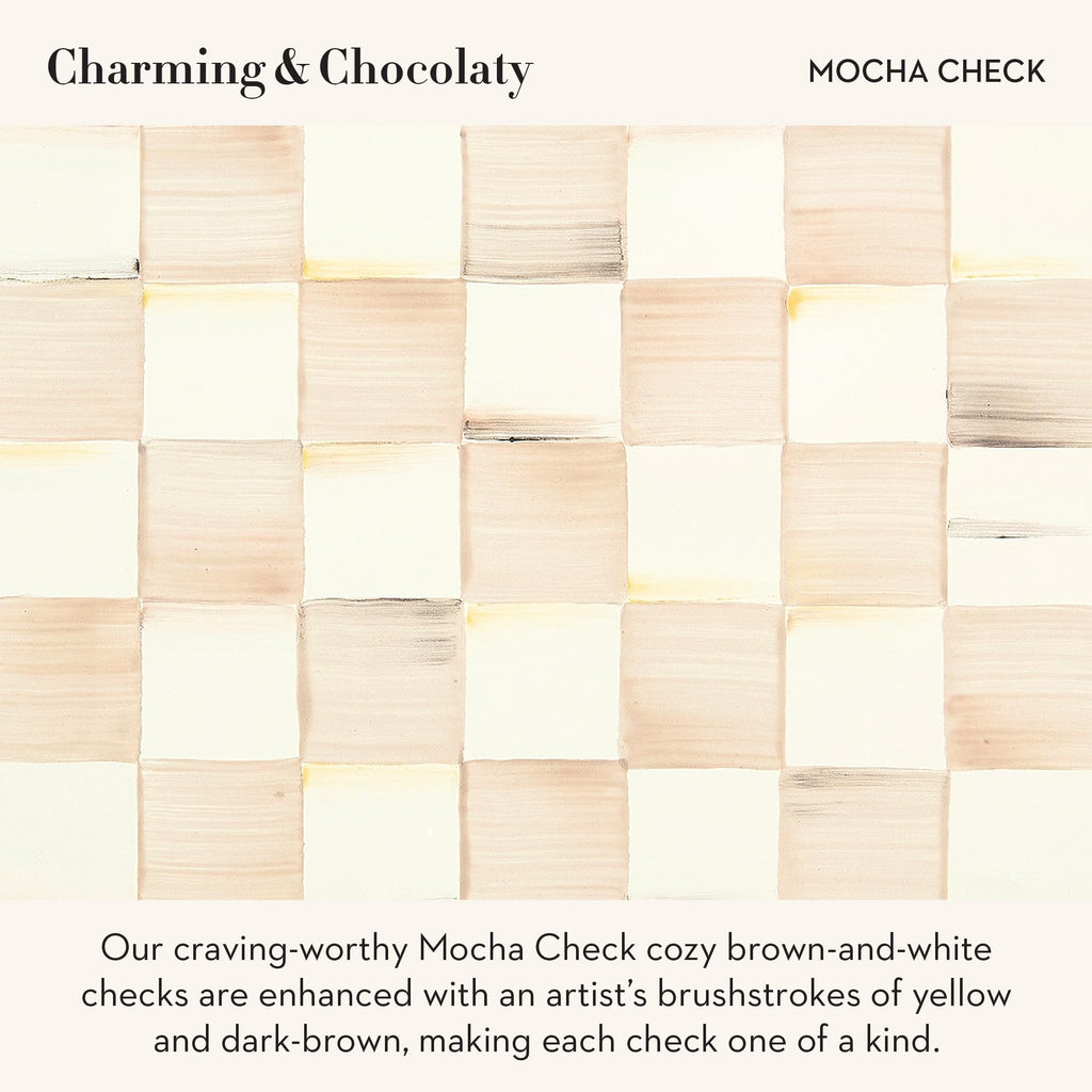 MACKENZIE-CHILDS Enamel Pie Plate, Brown-and-White Mocha Check