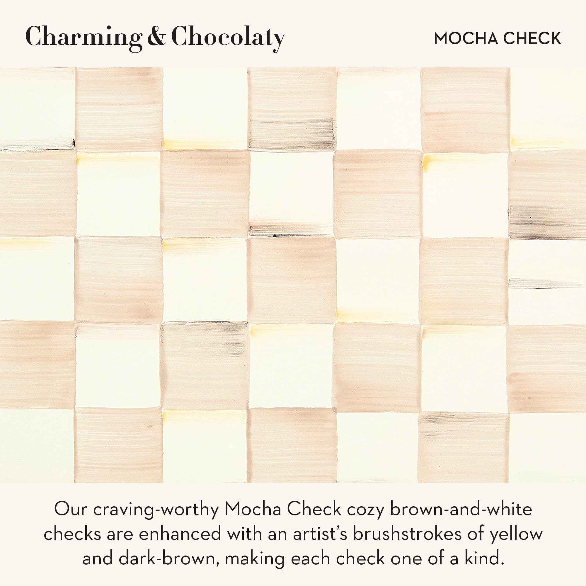 MACKENZIE-CHILDS Enamel Pie Plate, Brown-and-White Mocha Check