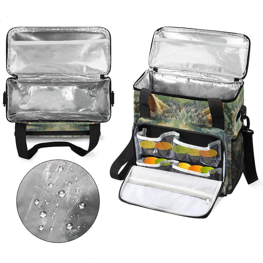 CFERSAN wolf animal vintage Coffee Maker Carring Bag Travel Carrying Storage Tote Bag Compatible with Keurig K-Mini or K-Mini Plus Portable Single Serve Coffee Brewer Case with Pockets for K-cup Pods