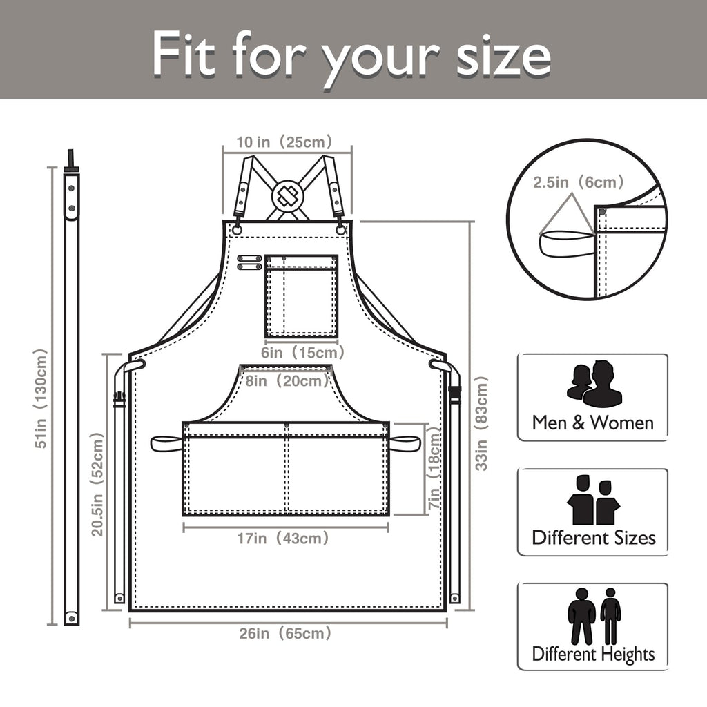 Stenffy Kitchen Apron, Work Apron, Canvas Apron, Dark Gray