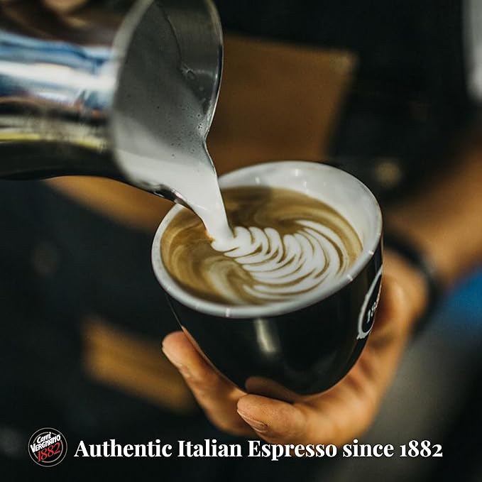 Caffe Vergnano 1882 Gran Aroma Whole Bean Arabica Medium Espresso Roast Coffee, 1.1lbs Bag - Italian Coffee Beans with Rich notes of Cocoa, Spices & Dried Fruit, Intensity 8/10-500g Bag