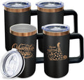 20 oz Insulated Coffee Mug with Lid, 4 Pack Stainless Steel Coffee Tumbler Bulk, Double Wall Vacuum Travel Mug with Handle, Leakproof Powder Coated Coffee Cups for Hot and Cold Drinks (Black,4 pack)