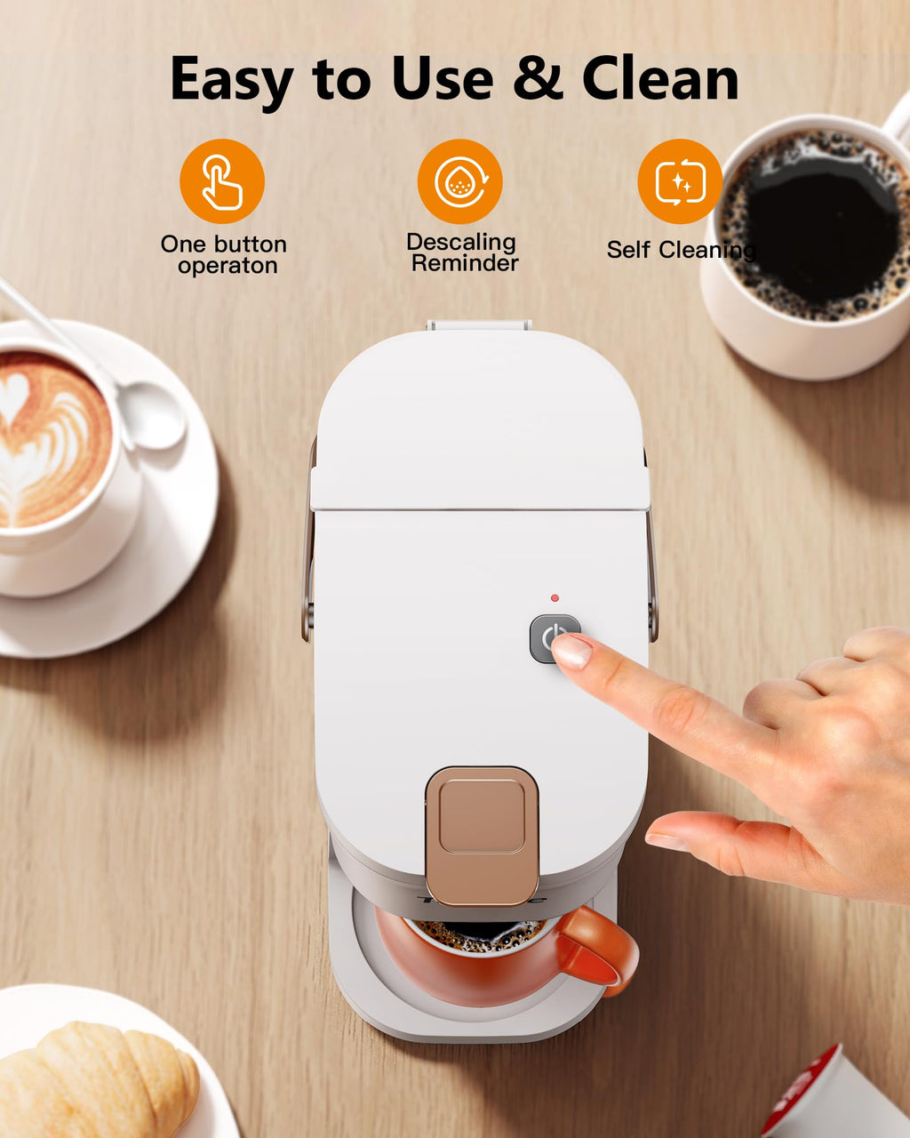 Tastyle Mini Single Serve Coffee Maker for K Cups and Grounds with Handle