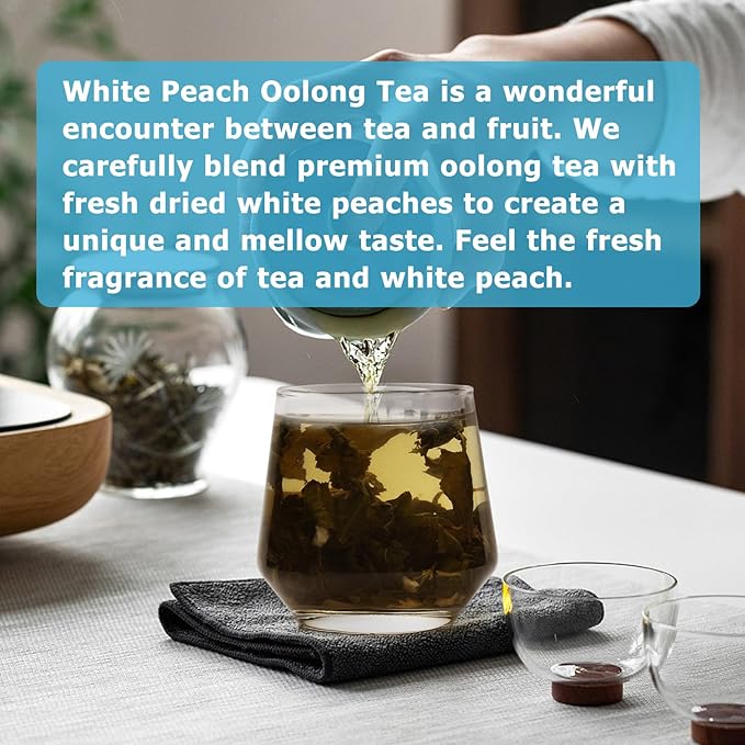 HANFANGLING White Peach Oolong Tea, Refreshing, Caffeine Alternative, Fresh Sweetness of White Peach and Aromatic Taste of Oolong Tea Loose Leaf