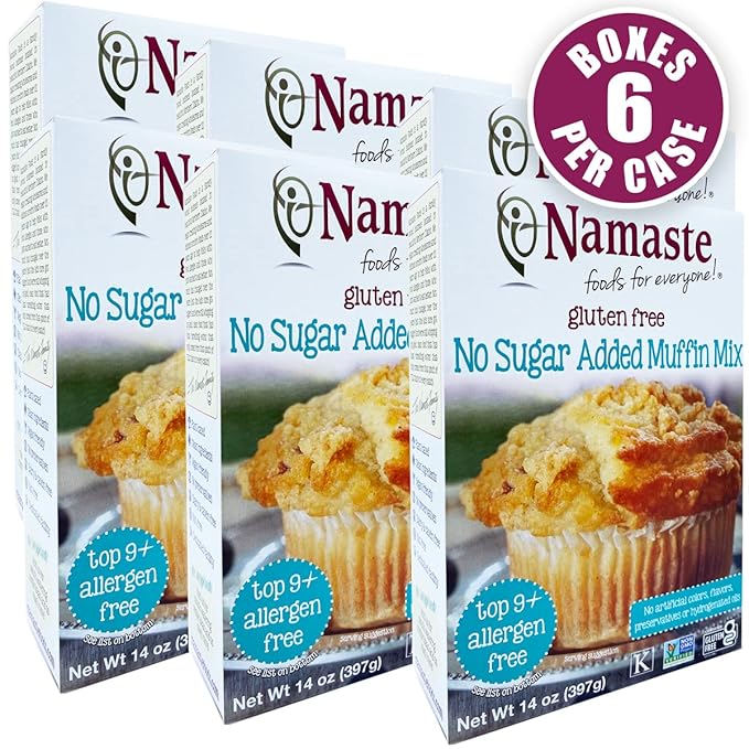 Namaste Foods, Gluten Free No Sugar Added Muffin Mix, 14-Ounce Bags (Pack of 6)