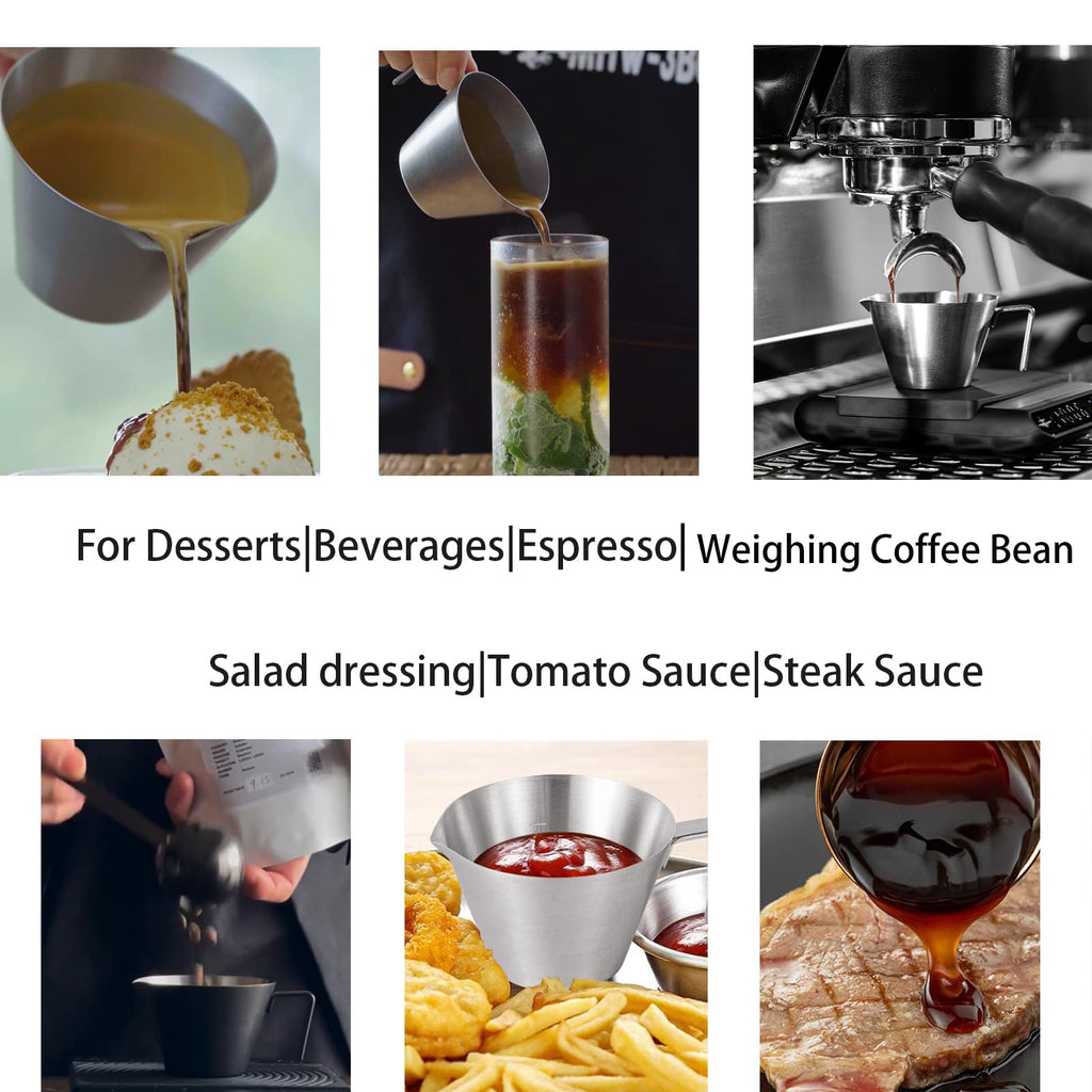 MHW-3BOMBER Espresso Measuring Cup Espresso Shot Cup 2oz Stainless Steel Pouring Cup for Tomato Sauce|Steak Sauce|Desserts|Beverages| (Matte Glossy) G5140
