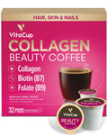 VitaCup Beauty Collagen Medium Dark Roast Coffee Pods, 32ct