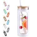 Kodrine 20oz Glass Water Tumbler with Straw and Lid, Bamboo Lids Water Bottle, Iced Coffee Cup Reusable, Wide Mouth Smoothie Cups with Protective Silicone Sleeve BPA FREE-White